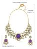 Purple Stone Green Meenakari Austrian Diamonds Necklace & Earring Set For Women