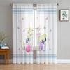 Happy Easter Curtains Bedroom Living Room Festival Decor Flower Bicycle Cartoon Rabbit Tulle Curtain Window Drapes Light Filtering Polyester Ideal For
