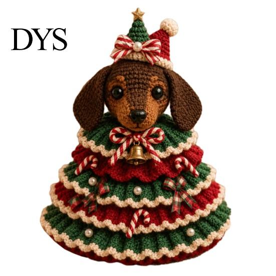 DIY Yarn Knitting Projects Animal Christmas Tree Crochet Kit, Highland Cow Cute Handmade Gift Idea for Family Dachshund Cat Crafting Kit Beginners,