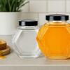 GUCIO Glazen Pot 200 ml voor Honing, Jam, Conserves Zeshoekige Glazen Potten
