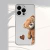 Love Bear Pattern Transparent Phone Case Suitable for iPhone 17 16 15 14 13 12 11 Pro/Max/Plus Anti Drop and Anti Shock