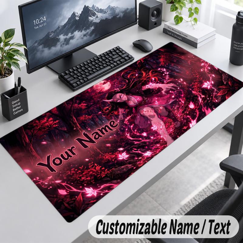 Nezuko Kamado Personalized Large Mouse Pad Custom Name Text Extended Desk Mat Gaming Mousepad