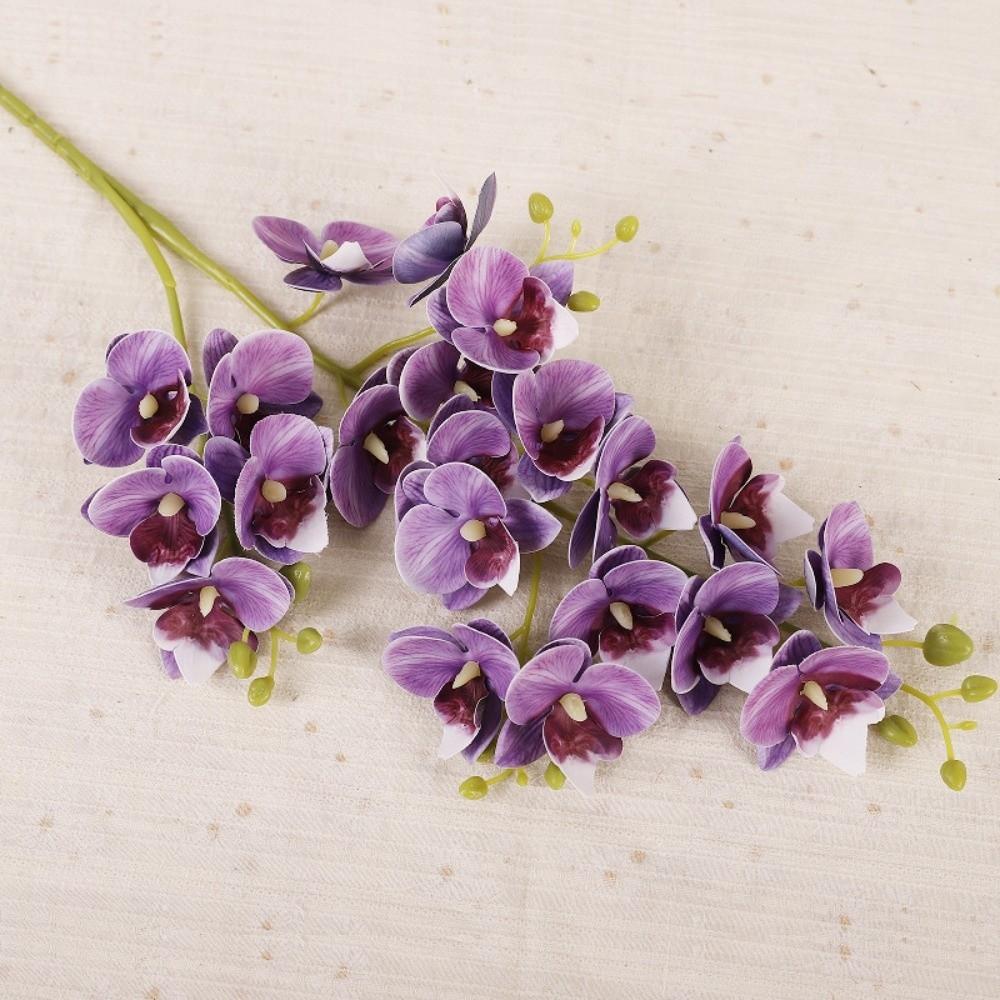 

21 Heads Artificial Butterfly Orchid Flower 2 Fork Fake Mini Flowers Living Room фиолетовый