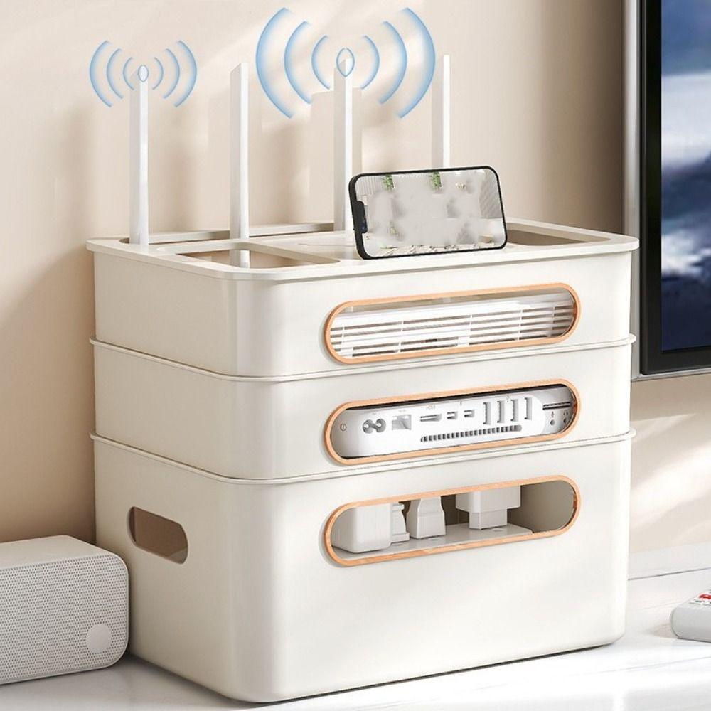 2/3/4-Tier Cable Management Box Ventilation Router Storage Box WiFi Box Holder  Living Room