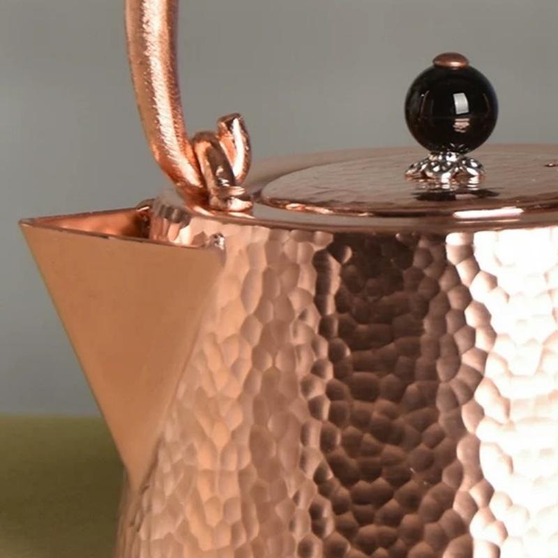 Vintage Pure Copper Coffee Pot,Hammer Texture Teaware 350 Ml Boil Milk Tea Weave Handle Carry By Hand Kettle ,Handcrafted Teapot