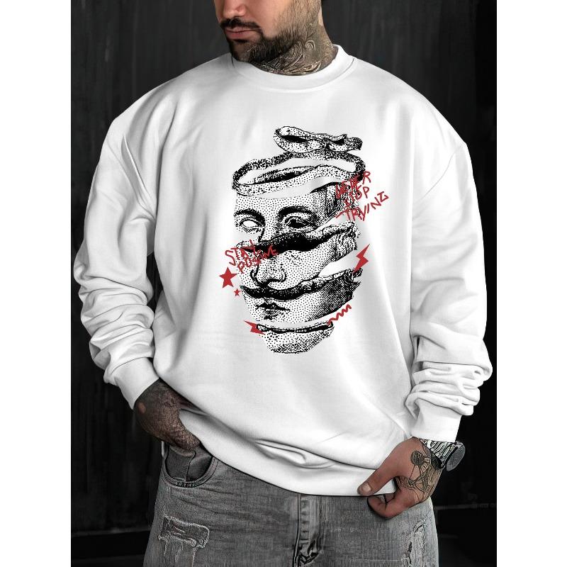 Men'S Autumn And Winter Stylish Street Casual Crew Neck Sweatshirt, Perfect for Gifting, Round Neck Design, Comfortable And Warm Fabric