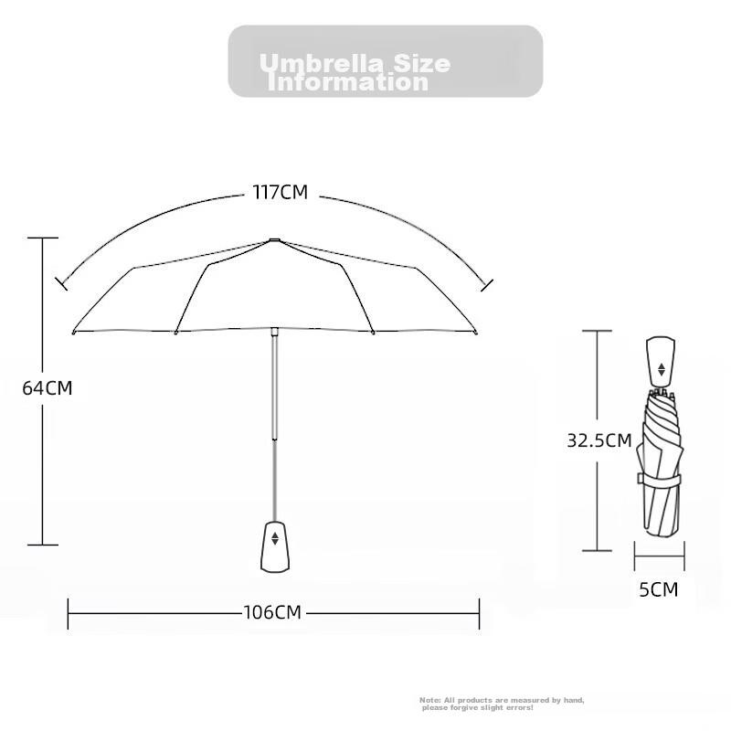 C'mon Fully Automatic Umbrella, Three-Fold Sunshade, UV Protection for Women And Men, Business Umbrella, Black Gel Smog Blue