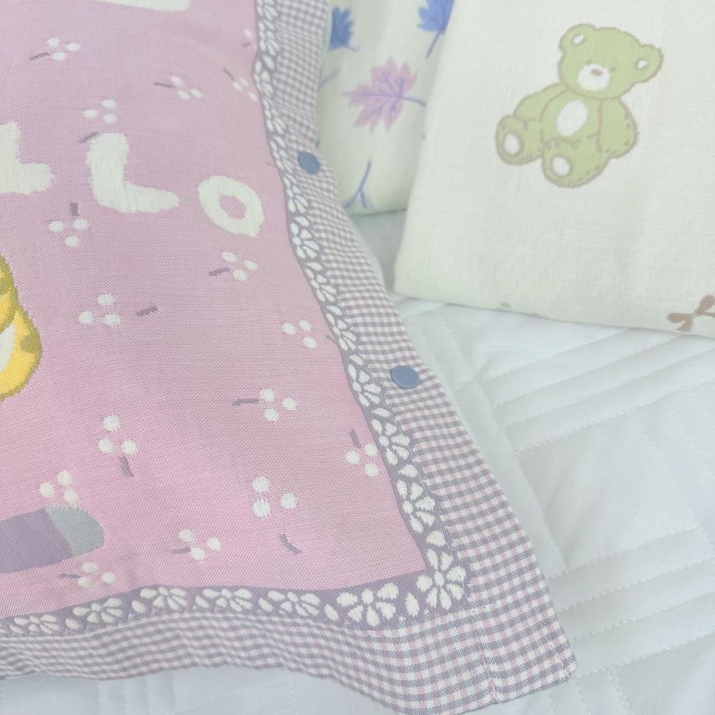 Set of 2 All-Cotton Gauze Pillowcases: Snap Button, High-Density, Non-Shedding, Four-Season Use