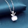 Girl Apple Shape Faux Opal Cubic Zirconia Silver Plated Pendant for Necklace