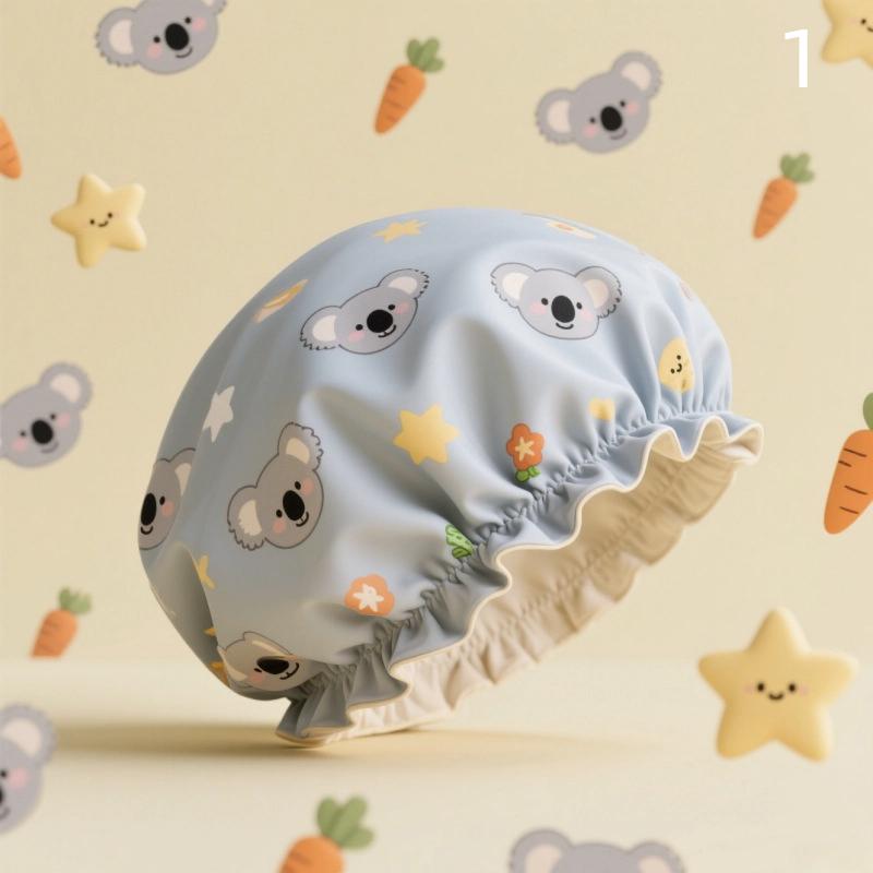 

1 шт. Женская шапочка для душа Водонепроницаемая Широкая эластичная лента Многоразовая Шапочка для душа для ванной комнаты Мультяшная кошка Медведь Собака Шапочка для душа Аксессуары для ванной