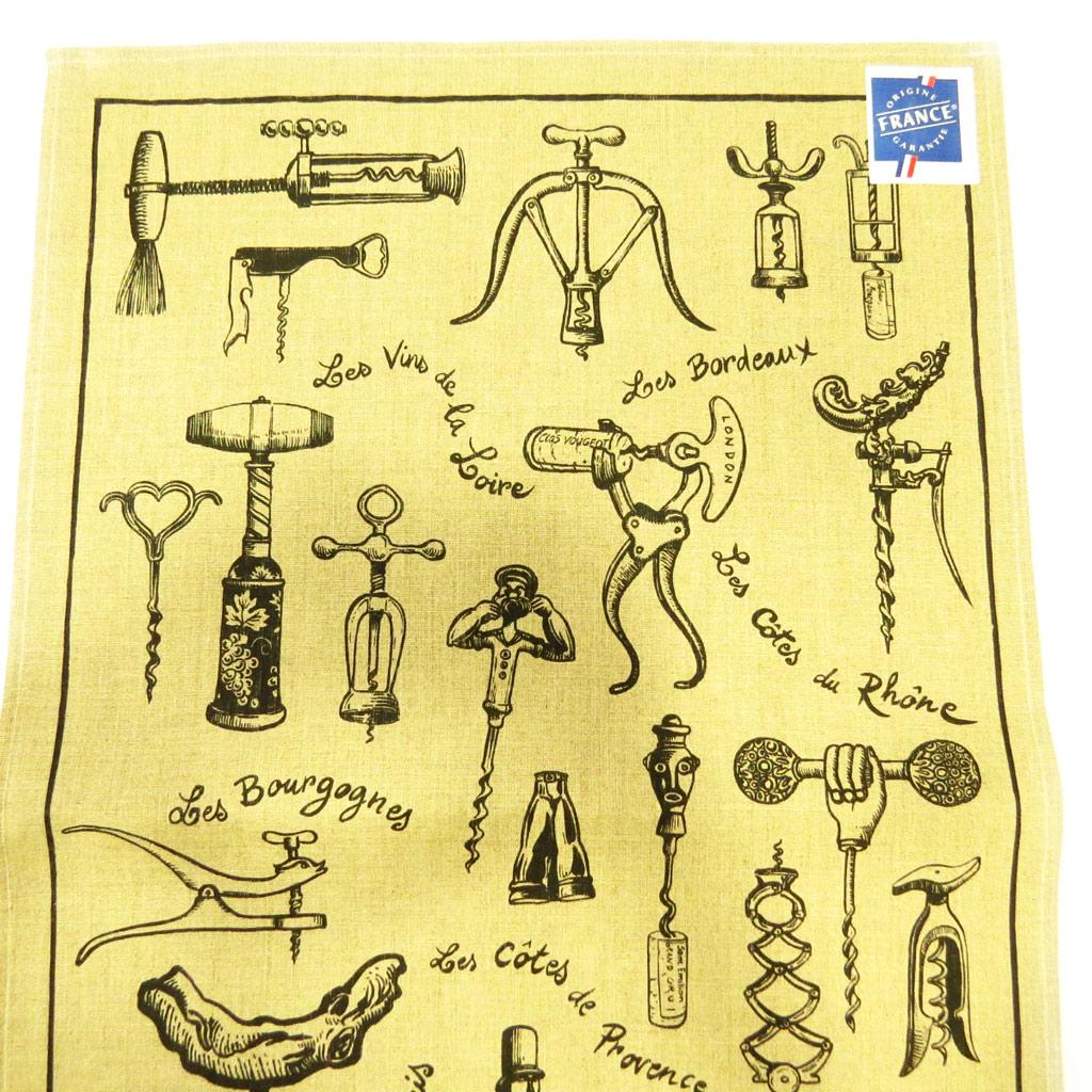 Les Trésors De Lily [L4714] - Designer Tea Towel 'Les Tire-bouchons' Ecru