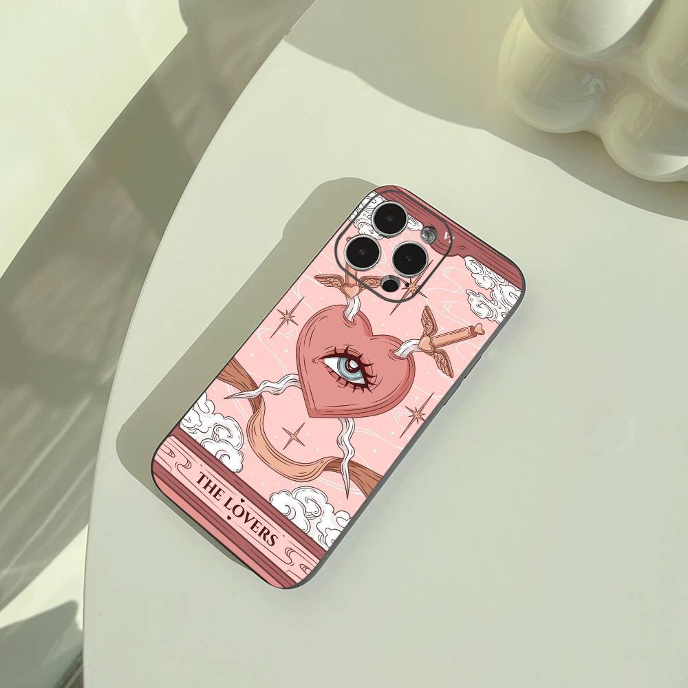 Tarot Aesthetic Phone Case For iPhone 17,16,15,14,13,12,11 Pro Max, Lightweight and Practical Soft Black Cover