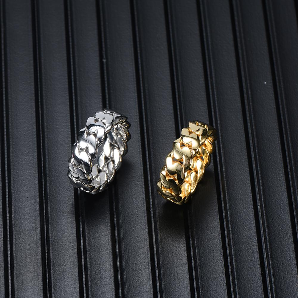 Hip Hop Mens Cuban Ring Jewelry Women Gold Plated Cuban Link Ring