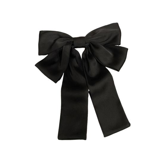 

Girl Hairpin Strong Clamping Force No Slip Ponytail Half-Tied Hair Back Head Hair Clip Stain Bowknot Decor Spring Hair Pin