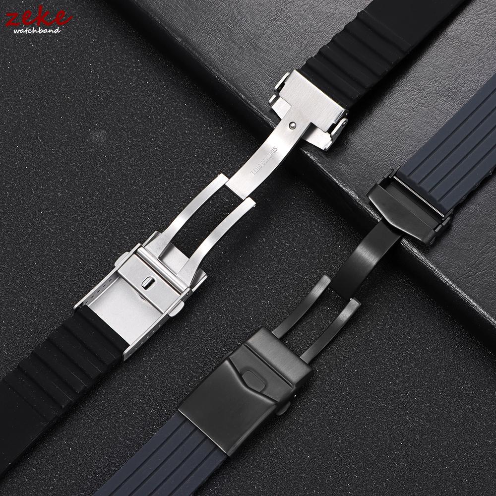 18mm 20mm 22mm Watch Clasp Folding Buckle 316L Solid Stainless Steel Men Women Watch Buckle Silver Black Button for Metal Strap