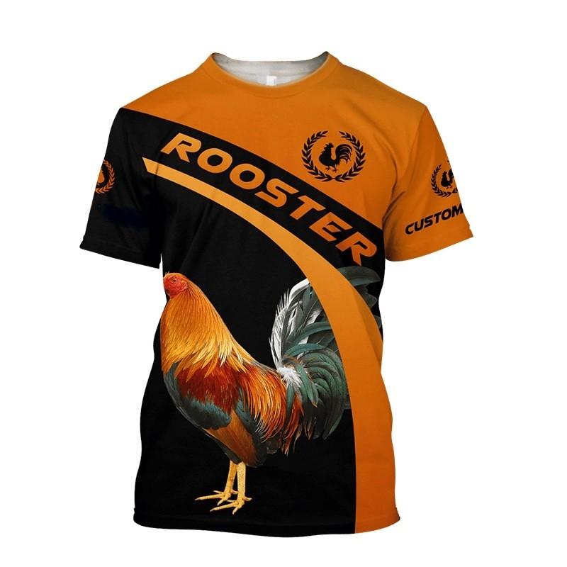 Men's T-shirt with male and female rooster pattern 3D printed T-shirt