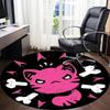1pc Pink Cat Pattern Carpet, Round Non Slip Durable Large Size Office Carpet, Suitable for Office