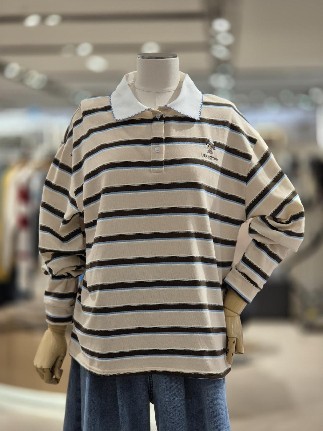 Recovea Girl Embroidered Stripe T-Shirt LG31F4LT515X FREE красный