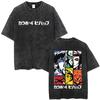 Gewassen Vintage Anime Cowboy Bebop Jet Black Faye Valentine Ein Spike Spiegel Gezicht Grafisch T-shirt Mannen Vrouwen Manga Casual T-shirt