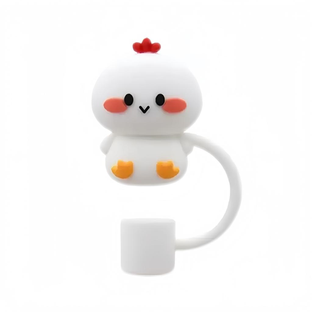 5/1pcs 10mm Cartoon 3D Animals Straw Cover Cap For Water Bottle Drinking Dust Cap Leak-Proof Straw Tips Cover