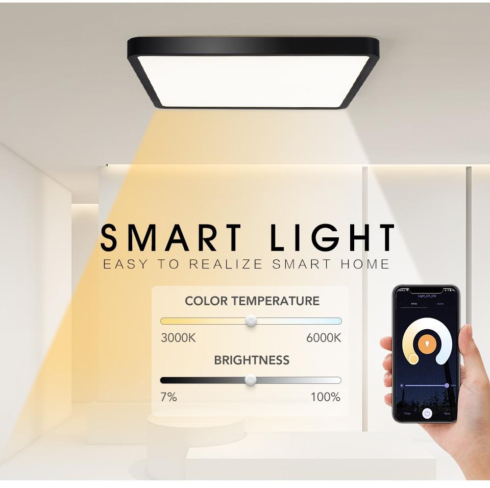 Tuya Smart LED Ceiling Light Dimmer Timer Setting App Remote Control Home Scene Linkage support Alexa Google Home Voice Assitant
