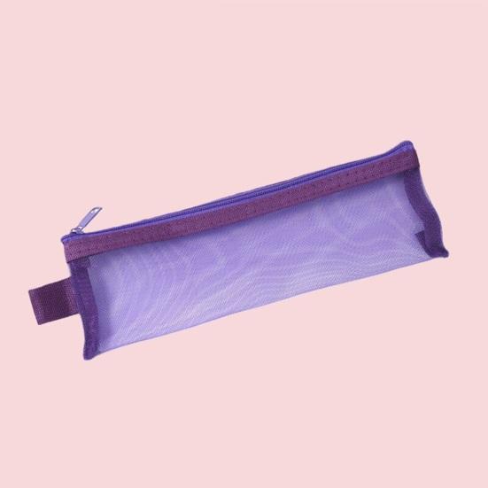 2PCS Pencil Case, with Zipper Large Opening, Transparent Mesh Fabric Organizer, Lightweight Storage Bag for School Office Travel