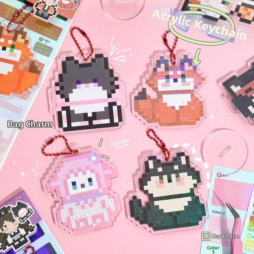 Kreativní akrylový nálepkový přívěsek z korálků Perler Kreslený DIY Pixelový stojánek z korálků Perler Dekorativní přívěsek Stolní ozdoba