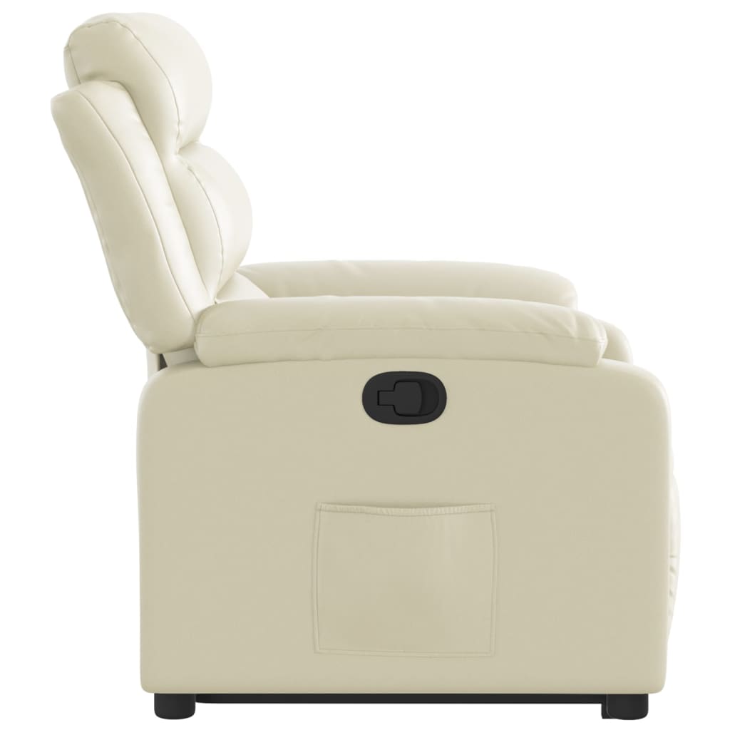Recliner with Lift Assist Cream Artificial Leather