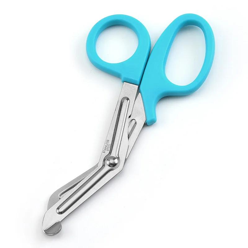 Stainless Medical Rescue Scissors Plastic Handle Steel Wound Gauze First Aid Scissors Practical Outdoor Nurse Scissors Hand Tool