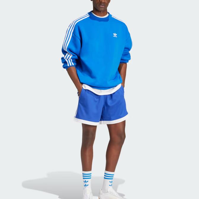 Adidas Originals Adicolor Brand Logo Embroidered Color Block Striped Comfortable Simple American Sweatshirt Men sweatshirt Blue IZ2479