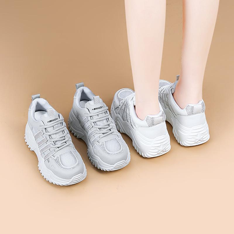 Summer Fashion Thick-soled Height-enhancing Versatile Women's Casual Sports White Shoes