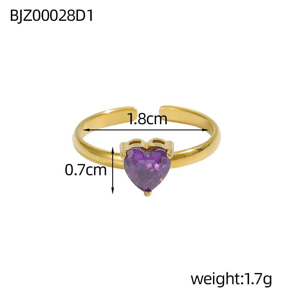 CARLIDANA Minimalist Colourful Cubic Zircon Rings Jewelry Stainless Steel Gold Plated Hot Sale Heart Star Open Rings for Women