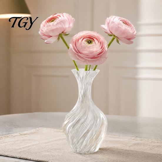 Stijlvolle Tuinpot 3D Geprinte Decoratieve Vaas, Gedraaid Spiraalontwerp, Minimalistische Tafelblad Moderne Persoonlijkheid Vaas voor Huis Hydroponische Bloem