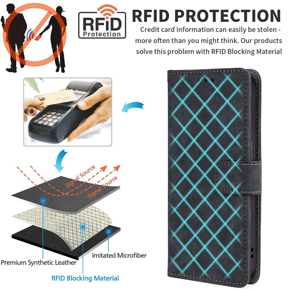 For Xiaomi Redmi A3 4G/Poco C61 4G Case RFID Blocking Wallet PU Leather Stand Phone Cover