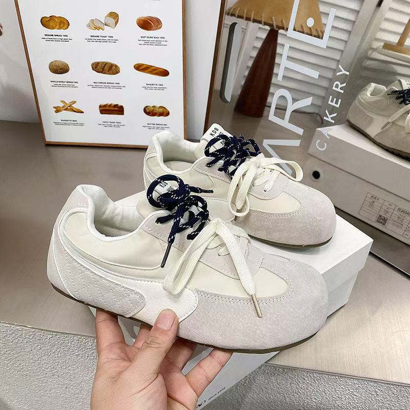 Shoes Sneakers Women's French retro round head lace-up Forrest Gump shoes Comfortable and lightweight casual platform German training shoes
