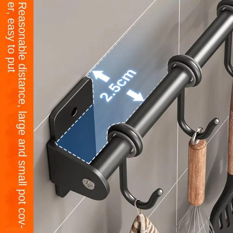 Kitchen Hook Rack Stainless Steel Wall Shelves Storage Utensils Holder Kitchen Accessories Organizer Wall Storage Rack No Punch