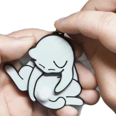 Creative Pull Play Egg Cat Keychain Pendant Cute And Funny Rotatable Acrylic Bag Pendant For Women Keyring Purse Bag Accessory