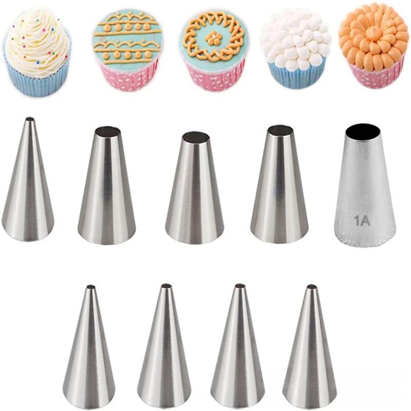 

9 шт. круглых насадок из нержавеющей стали для труб, кондитерских насадок, инструментов для украшения тортов, набор насадок для кремовой выпечки для кухни