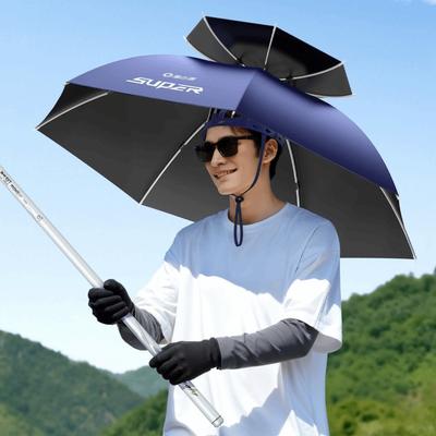 UV Blocking Fishing Umbrella Hat Double Layer Foldable Sun Hat Sun Protection Headwear For Beach