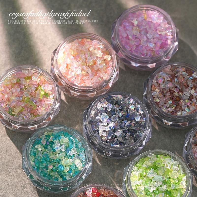 

1Box Nail Art Decoration 3D Fine Sparkle Gravel Nail Art Charm Ice Crystals Natural Crushed Ore Nail Drill Diy Manicure
