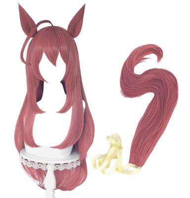 ABUNDANTDOODS Miho No Bourbon-style Cosplay Wig, Heat-Resistant, 75cm, Disguise Wig, Cosplay Wig with Net and Comb, Pink (Wig, Ears, and Tail)