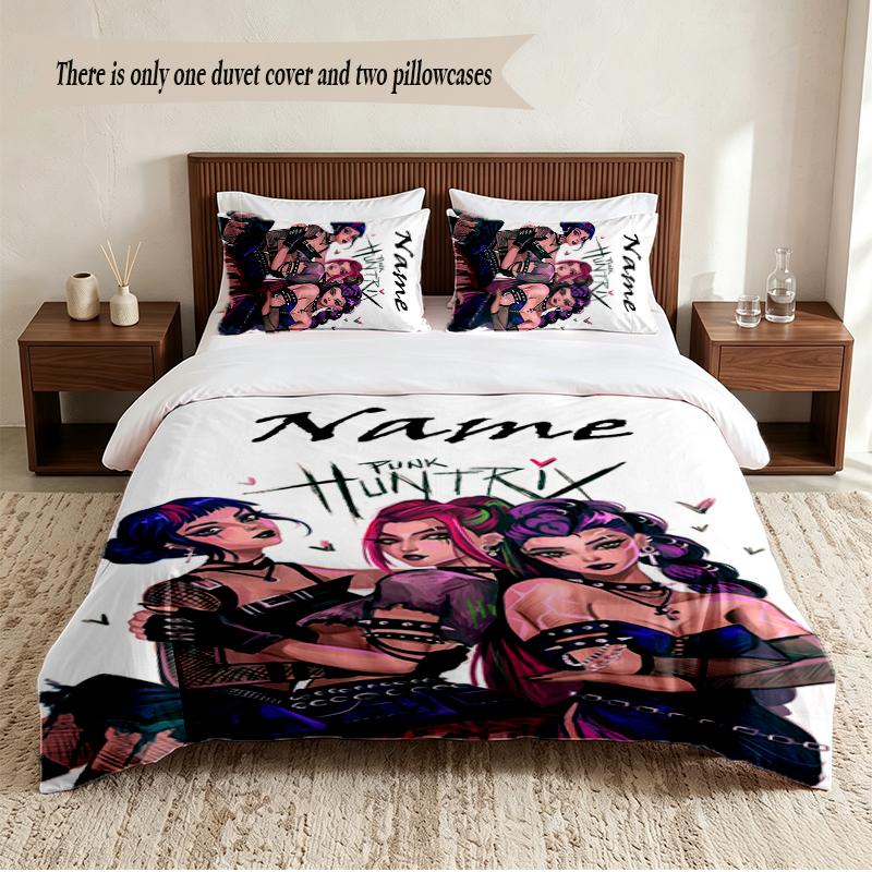HUNTRIX Personalisierte Individuelle Name 3-teiliges Bettwäsche-Set Weiches Bettbezug-Set Für Schlafzimmer Heimdekoration