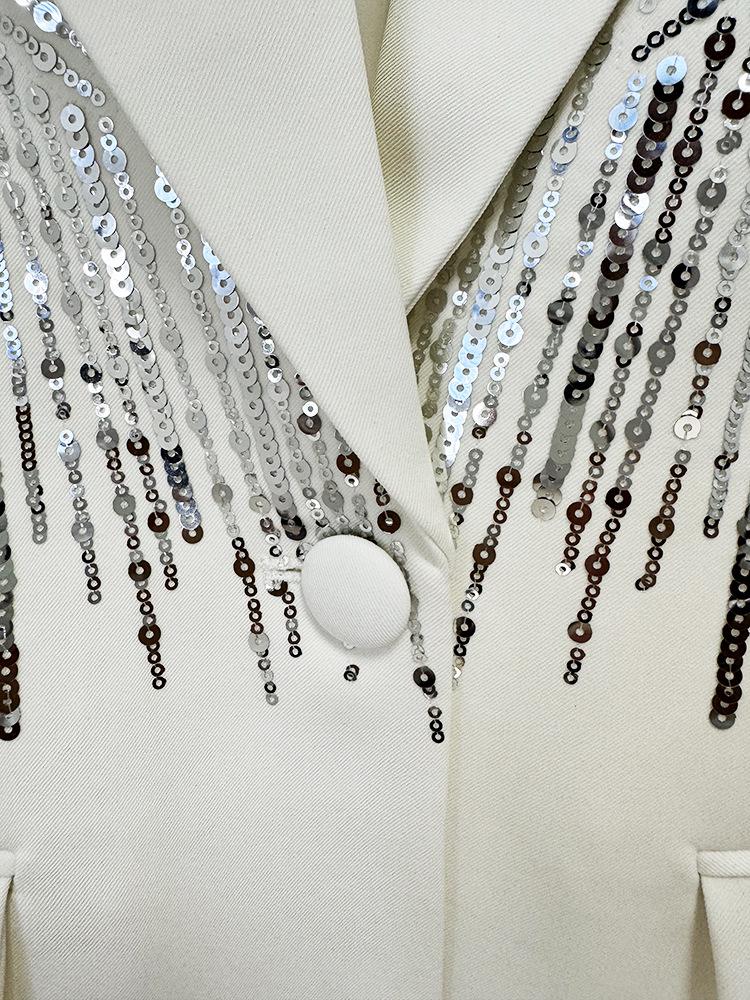 Skladem 2025 Evropská a americká celebrita Móda Korálkový flitrovaný vyšívaný oblek a kalhoty set