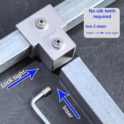 1Pcs Square Tube Connection Piece Aluminum Alloy Elbow Three-Way Square Pipe Fixed Joint Storage Rack Rack