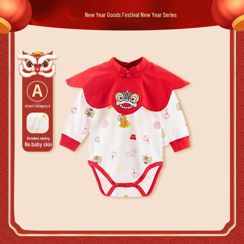 Newborn Chinese Style Cotton Long Sleeve Romper