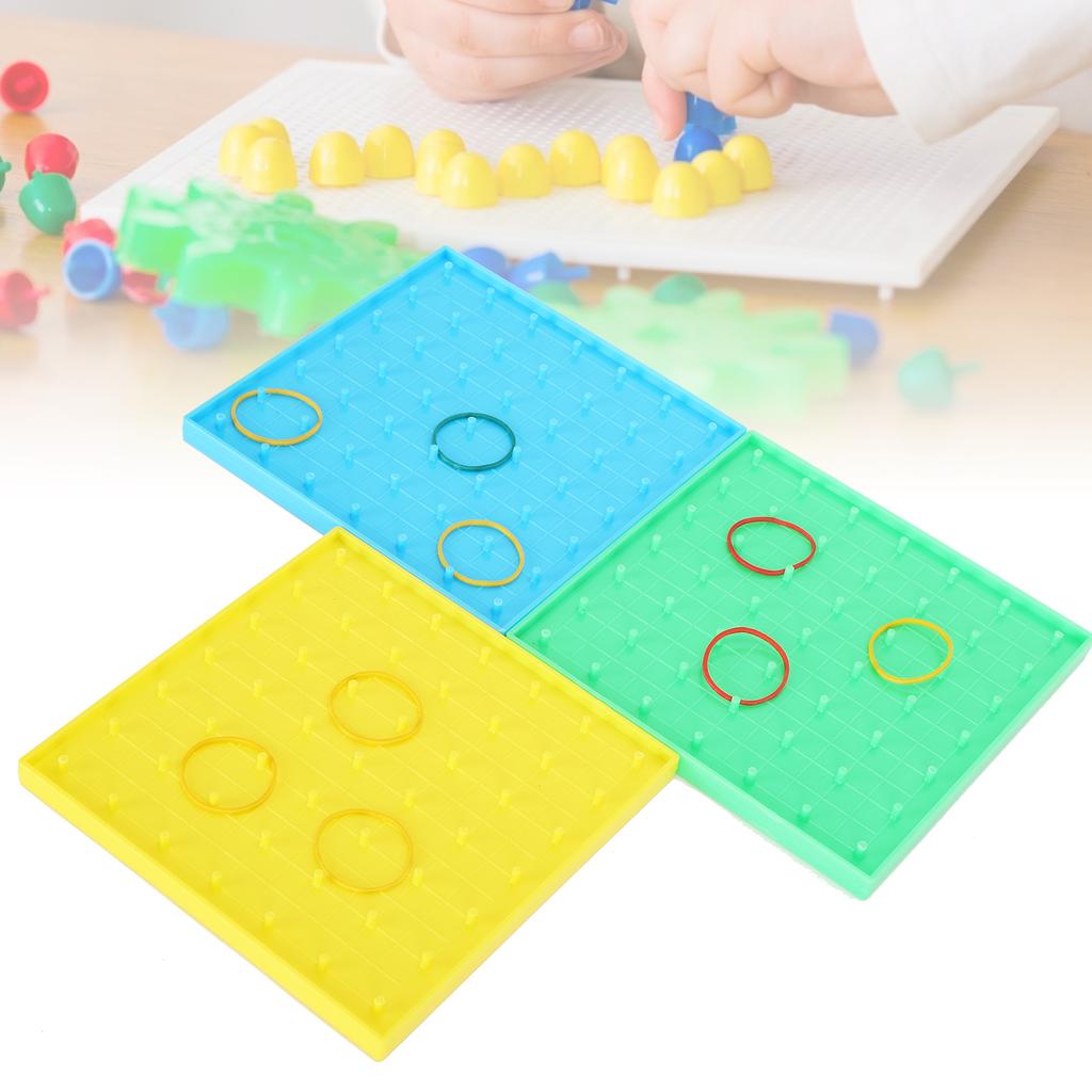 3Pcs Nail Board Toy Color Pegboard with Rubber Band Children Early Educational Puzzle Aids