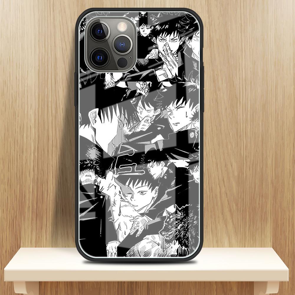 

Чехол из закаленного стекла Apple iPhone 13 12 Mini 11 Pro Max XR XS SE 2020 7 8 Plus 6 6S X, задняя крышка для телефона Jujutsu Kaisen Gojo iPhone 6S Plus