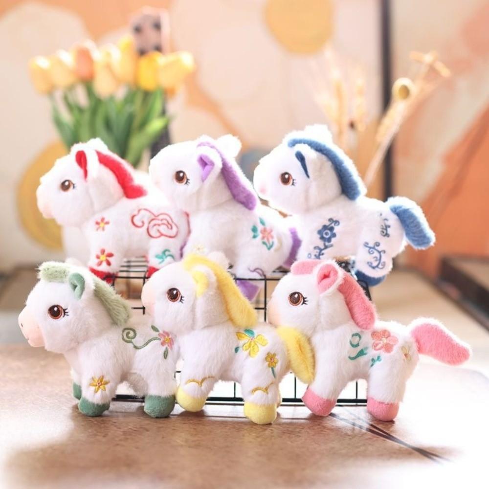 Chinese Style Vintage Pony Plush Keychain PP Cotton Chinese Horse Plush Keyring  Year of Horse