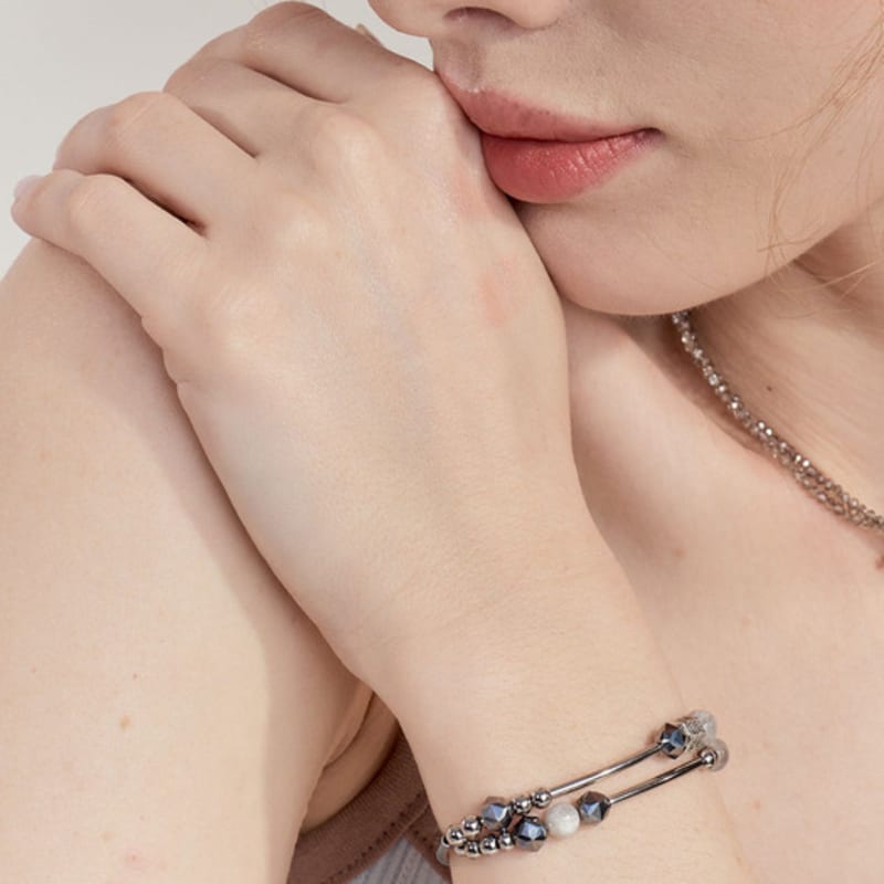 NUOY Terra Radradorite Gemstone Double Line Bracelet