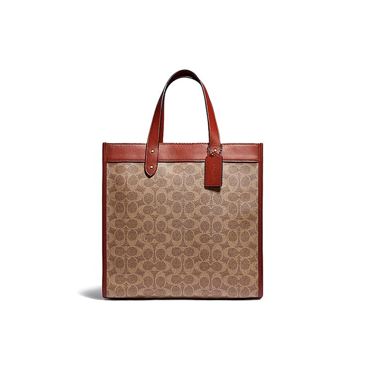 

Новая сумка-тоут COACH Field из холщовой ткани с монограммой и кожаной отделкой, сумка для покупок, кроссбоди, на одно плечо, женская, большого размера, коричневая C0776-B4SI0 30.0*15.5*30.0CM